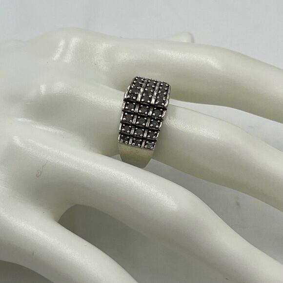 JWBR Sterling Silver & Diamond 3 Tier Cocktail Anniversary Ring Size 8.5 - Picture 1 of 15